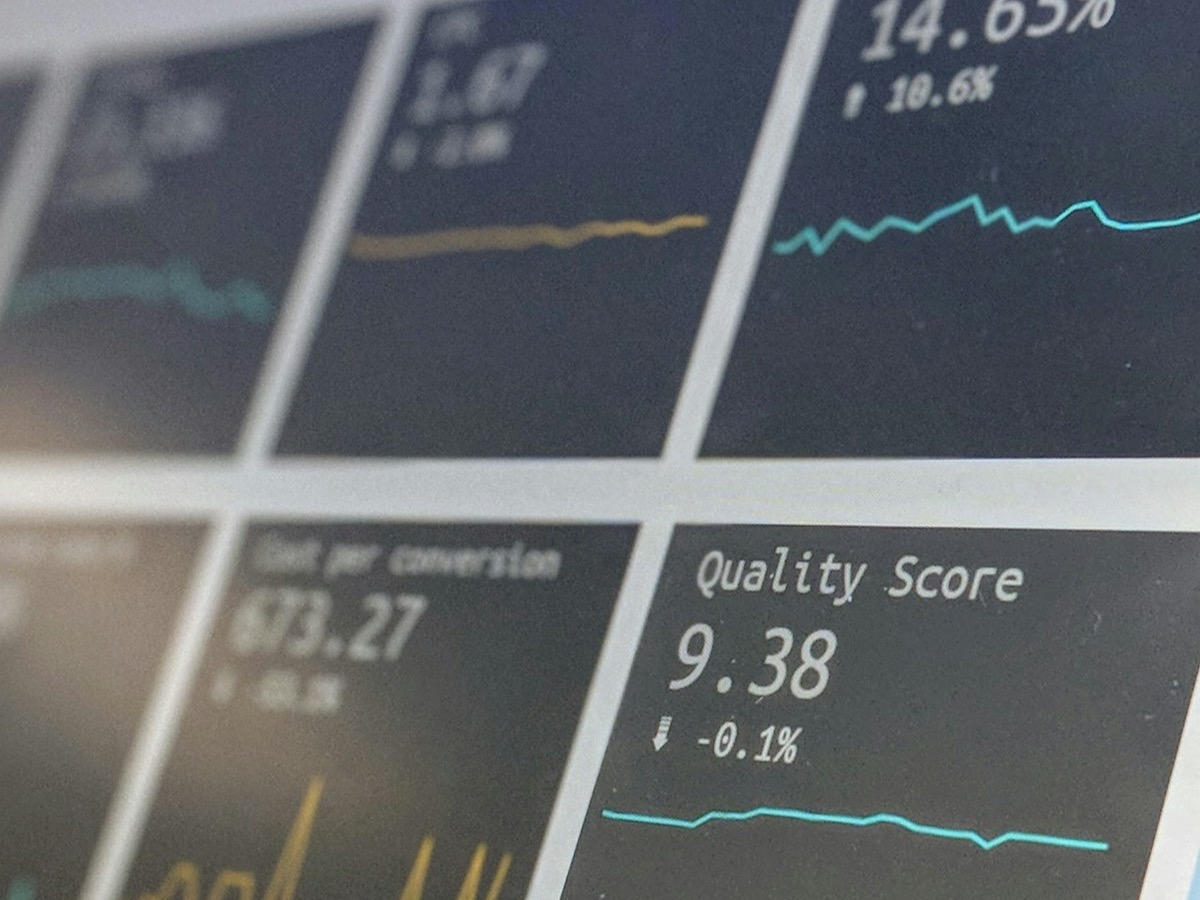 Close-up of a monitoring dashboard showing scores and metrics